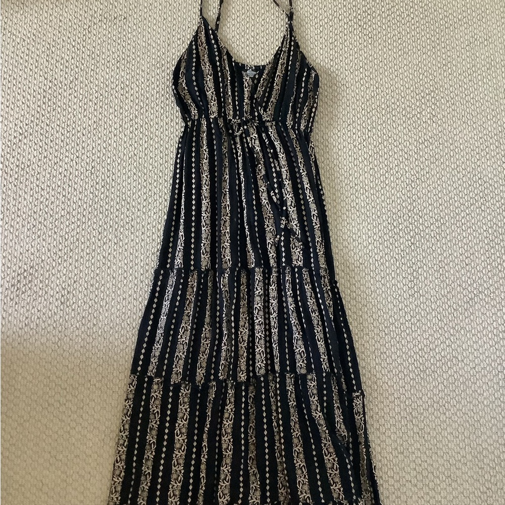 Angie Black and Cream Patterned Maxi Dress